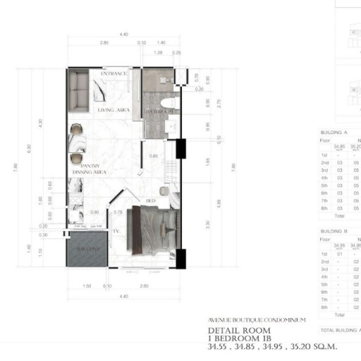 Avenue Boutique, 1 bedroom apartments - from 34 m² to 57 m²