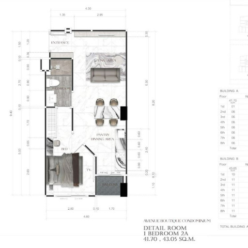 Avenue Boutique, 1 bedroom apartments - from 34 m² to 57 m²