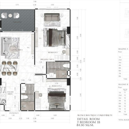 Avenue Boutique, 2 bedroom apartments - from 55 m² to 84 m²