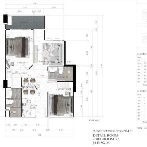 Avenue Boutique, 2 bedroom apartments - from 55 m² to 84 m²