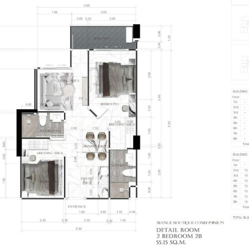 Avenue Boutique, 2 bedroom apartments - from 55 m² to 84 m²