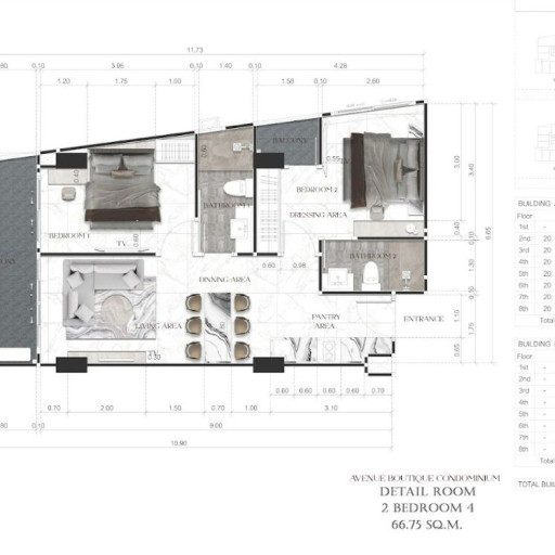 Avenue Boutique, 2 bedroom apartments - from 55 m² to 84 m²